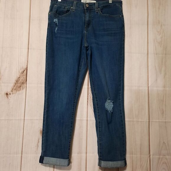 Levis mid-rise boyfriend distressed jeans ladies size 10 30‎ - Picture 1 of 11